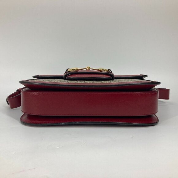 GUCCI 602204 GG Supreme Horsebit 1955 bag Shoulder Bag GG Supreme Beige/Red - Picture 11 of 16